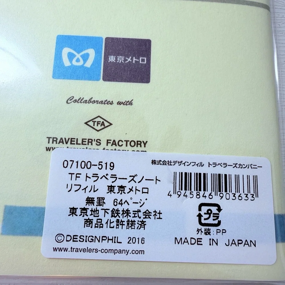 NEW Traveler's Notebook Tokyo Metro Regular Refill JAPAN